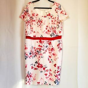 Size 16 Jacques Vert Pink Floral Print Dress